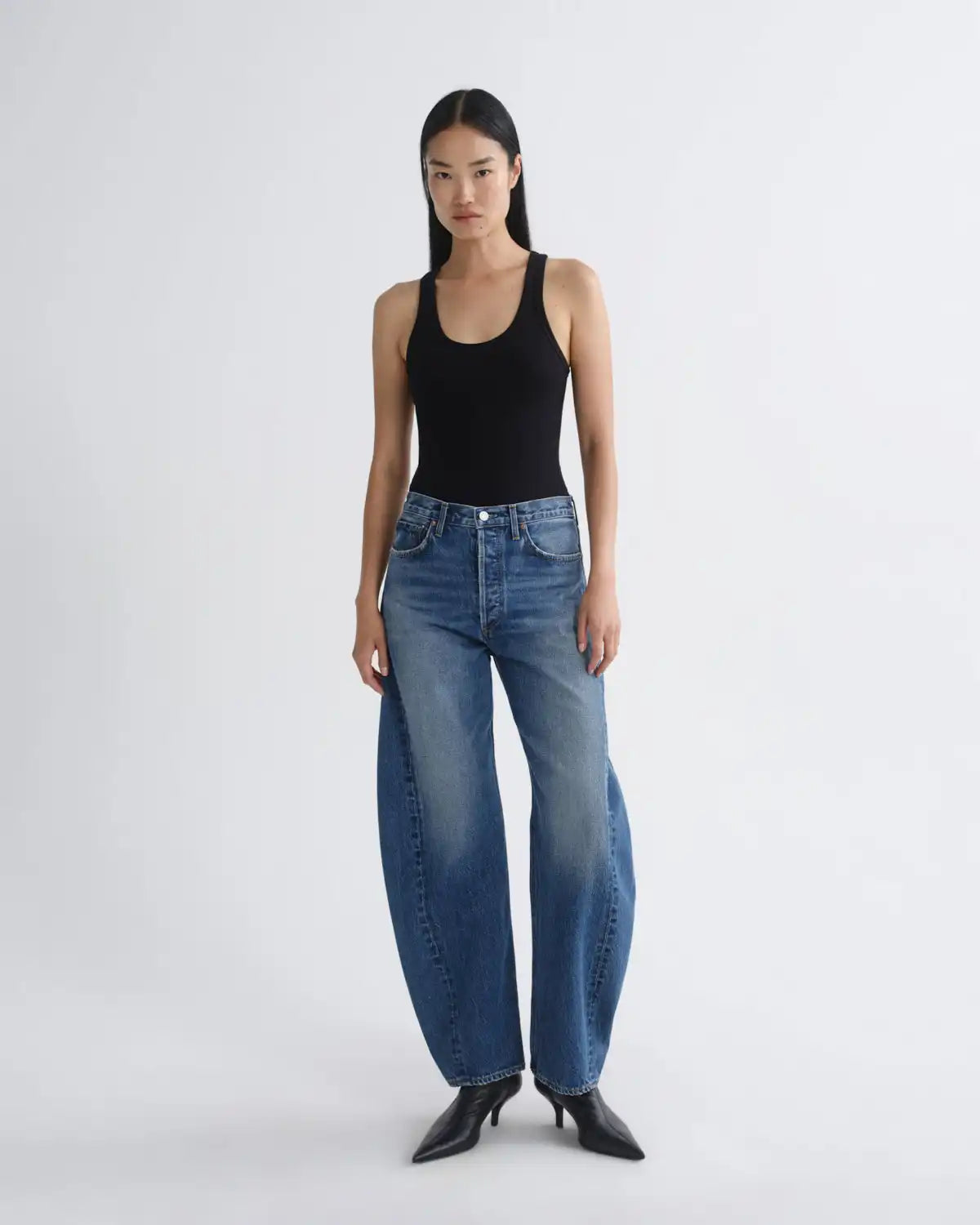 Luna High Rise Pieced Taper Petite 29" in Logical