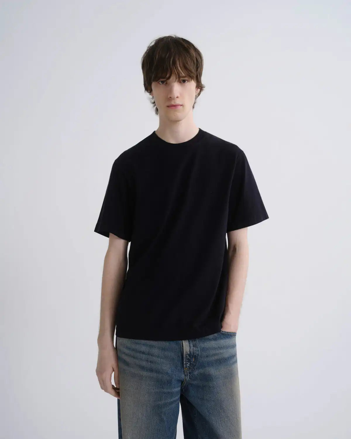 Asha Mock Neck Tee in Blackened Navy