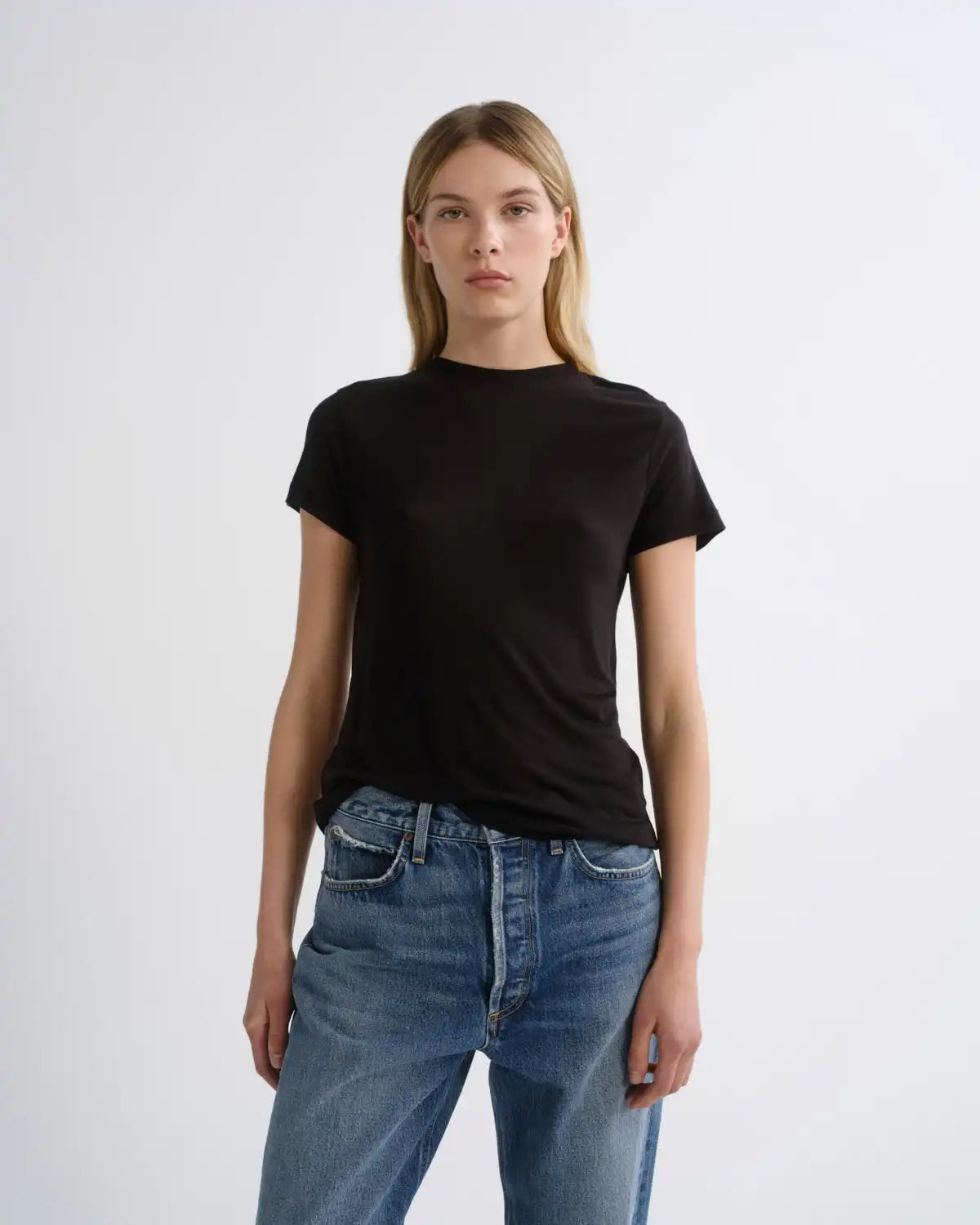 Long Line Adine Tee in Black