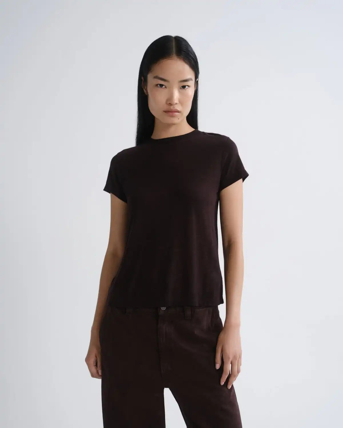 Long Line Adine Tee (Tencel Jersey) in Ristretto