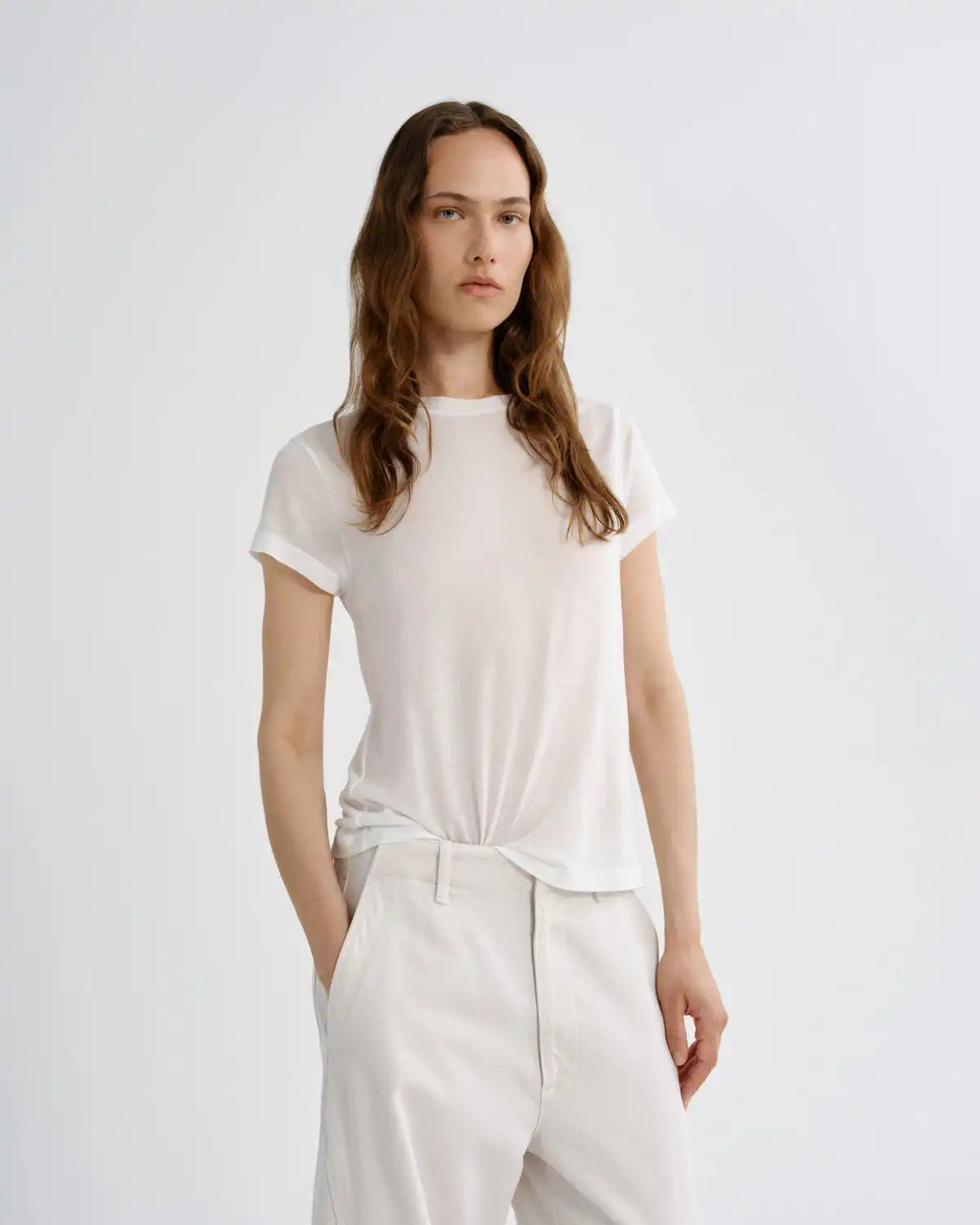 Long Line Adine Tee (Tencel Jersey) in Gesso