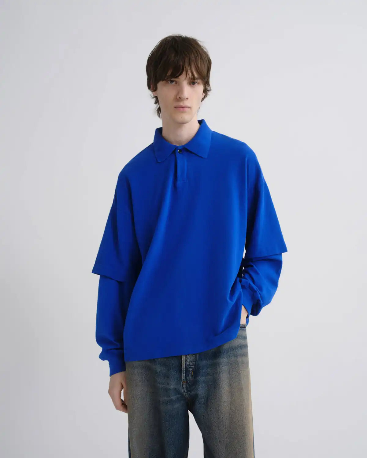 Curren Double Sleeve Polo in Cobalt