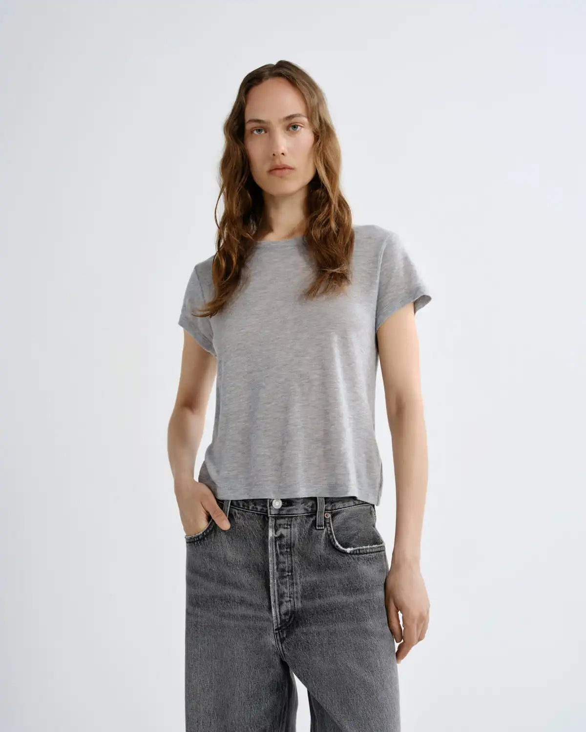 Adine Shrunken Tee in Grey Heather