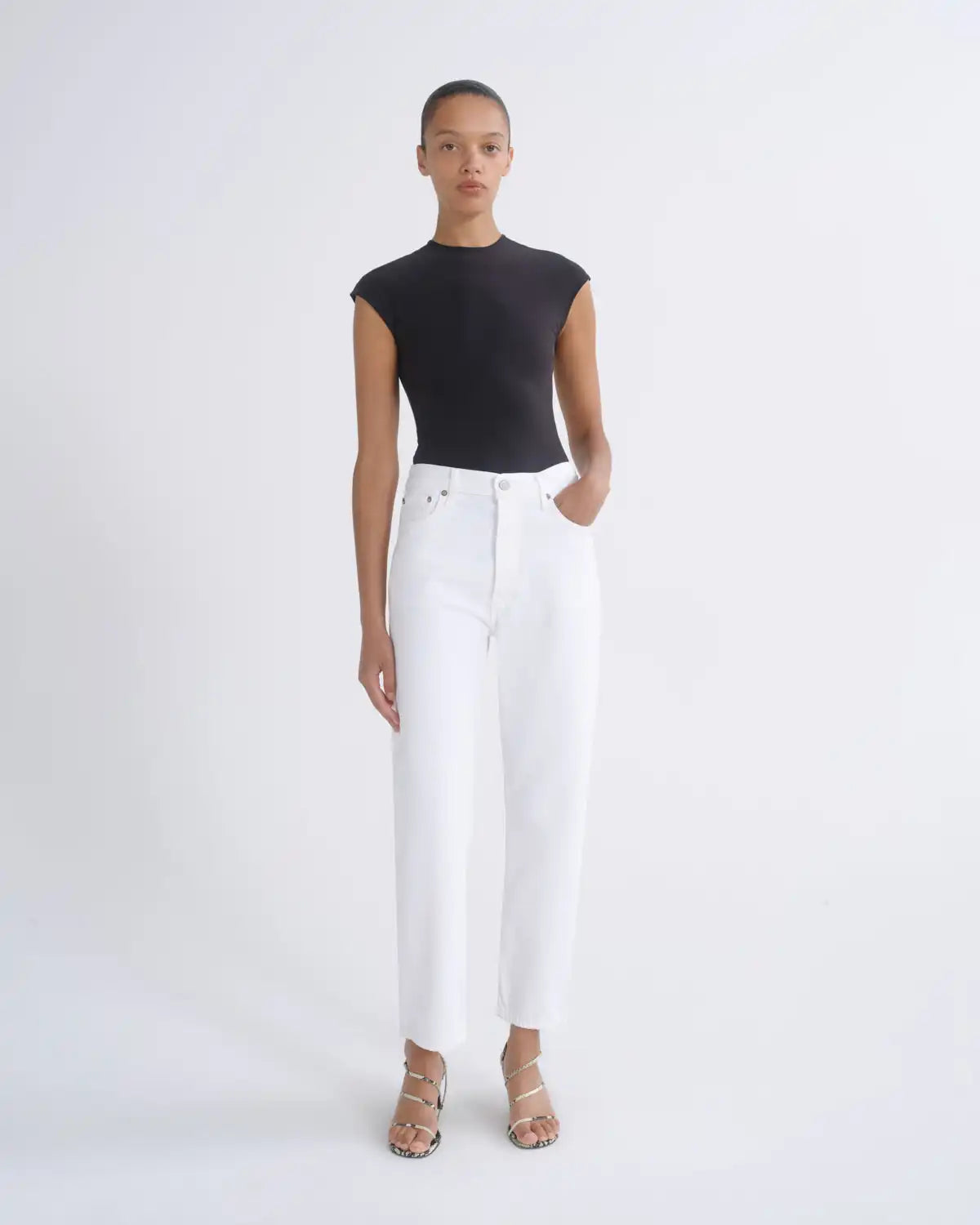90's Pinch Waist Crop in Marshmallow