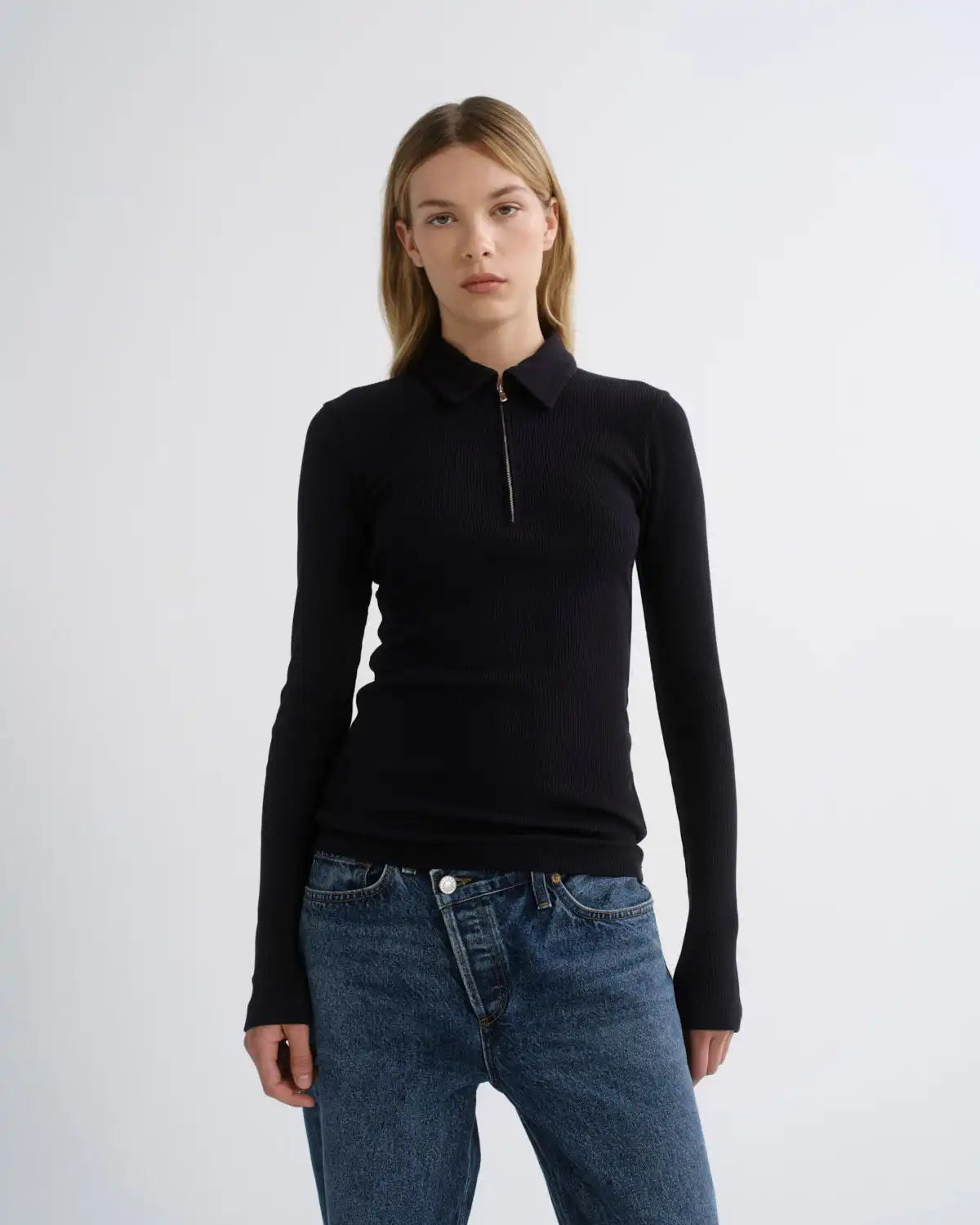 Amica Zip Polo in Obscura