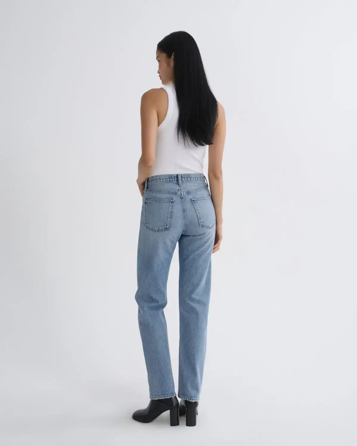 90's Pinch Waist High Rise Straight Long in Stage