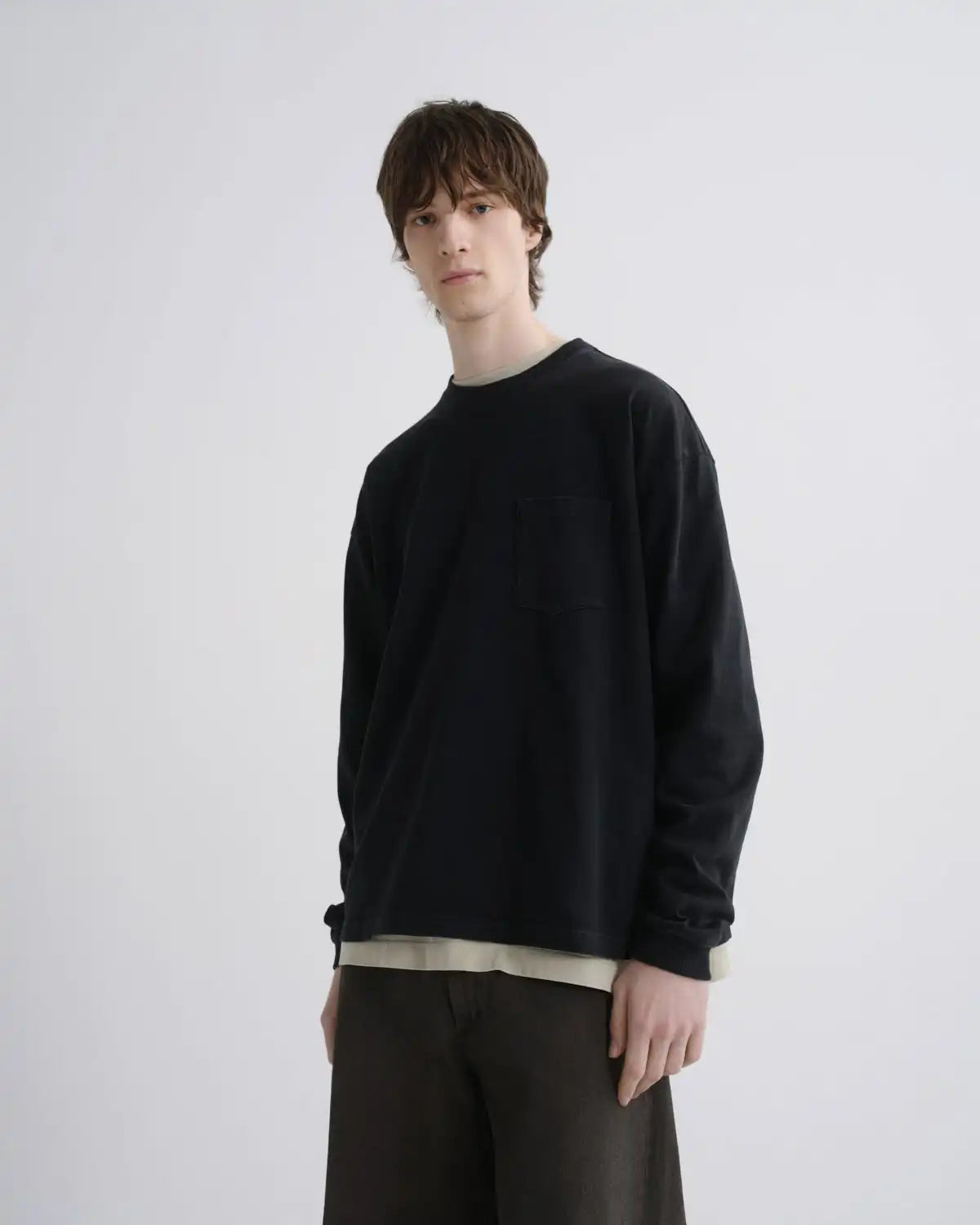 Lucan Long Sleeve Tee in Washed Black