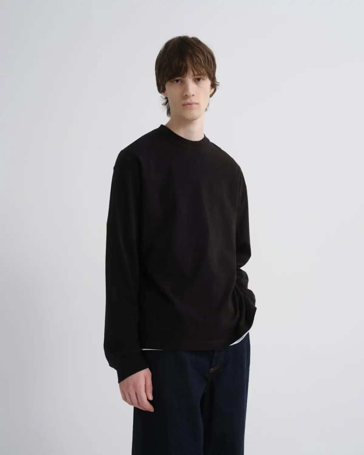 Asha Long Sleeve Mock Neck Tee in Black