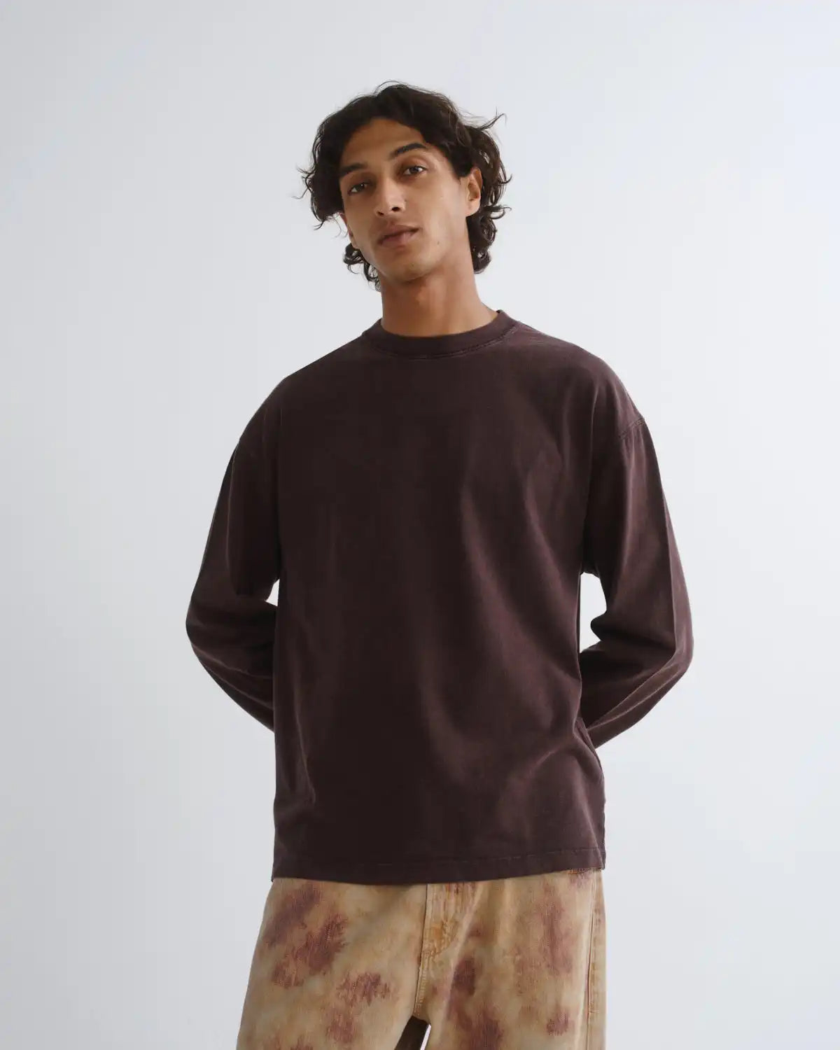 Asha Long Sleeve Mock Neck Tee in Mocha