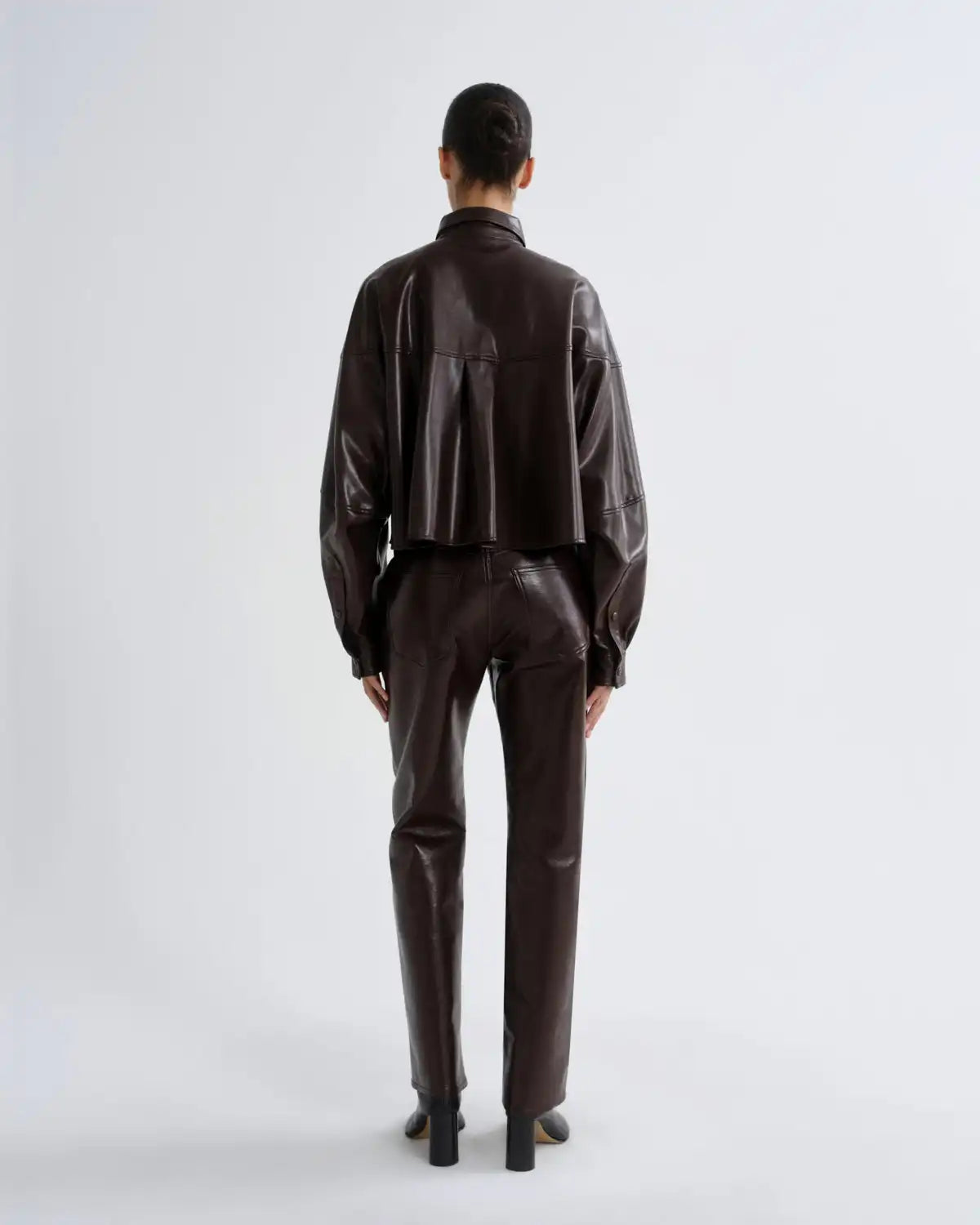 Agnes Shirt (Vegan Leather) in Madera