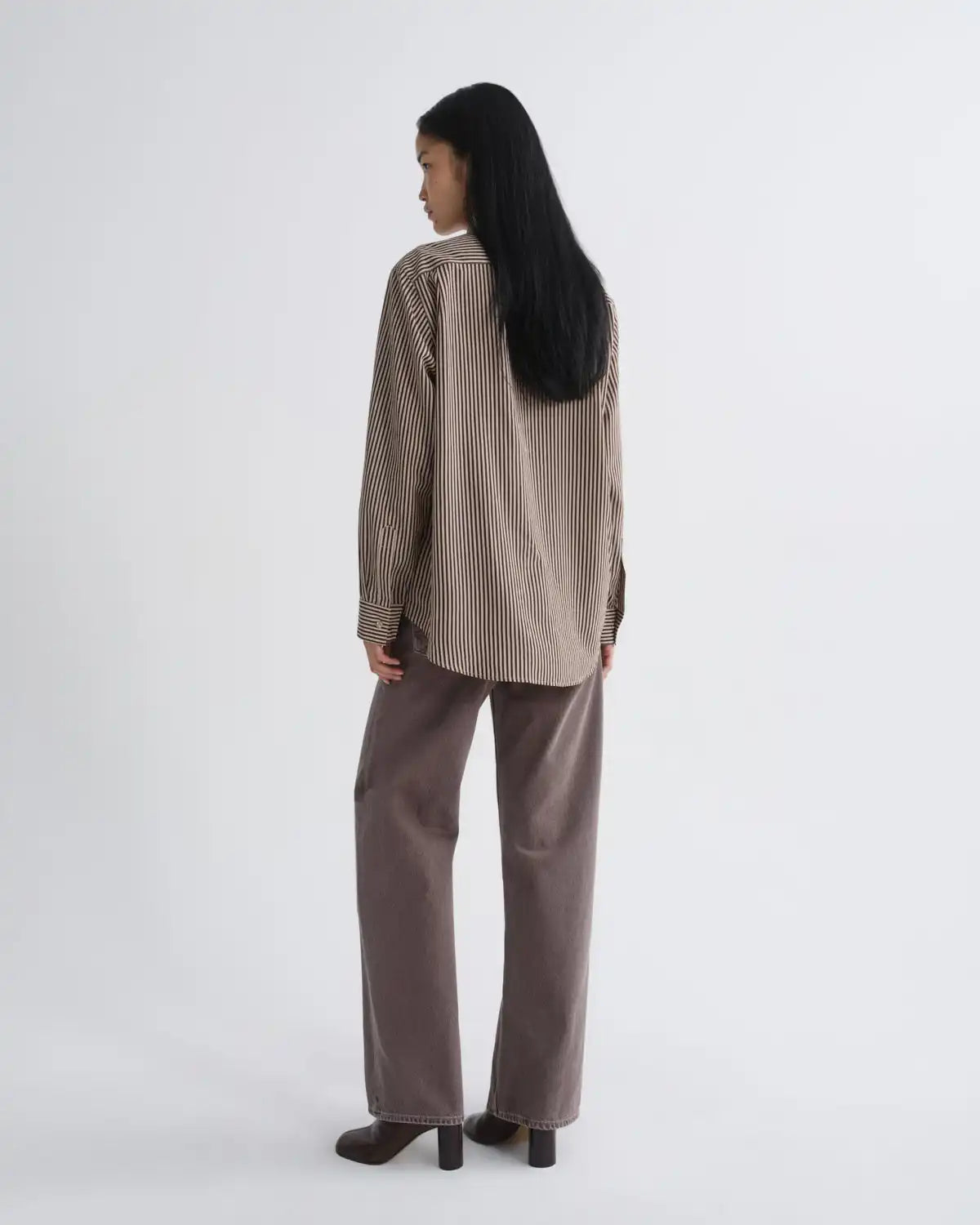 Aris Shirt in Trace Stripe Chocolate/Taupe