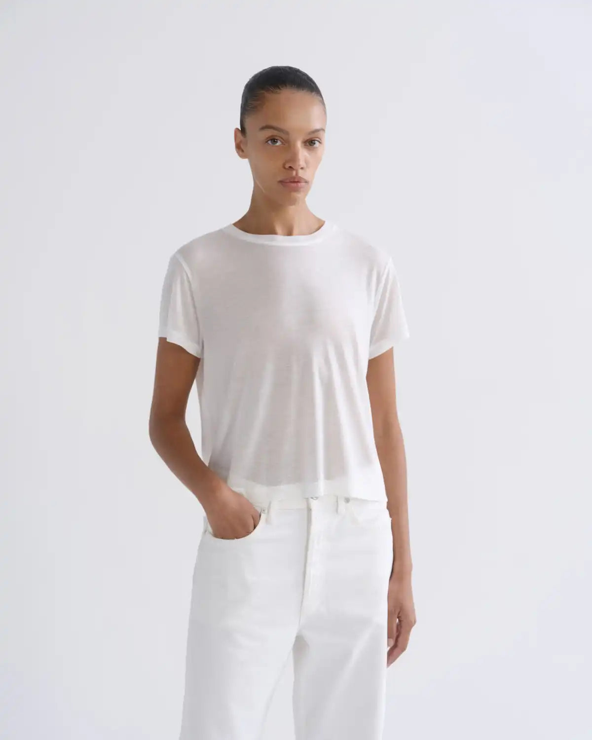 Adine Shrunken Tee (Tencel Jersey) in Gesso
