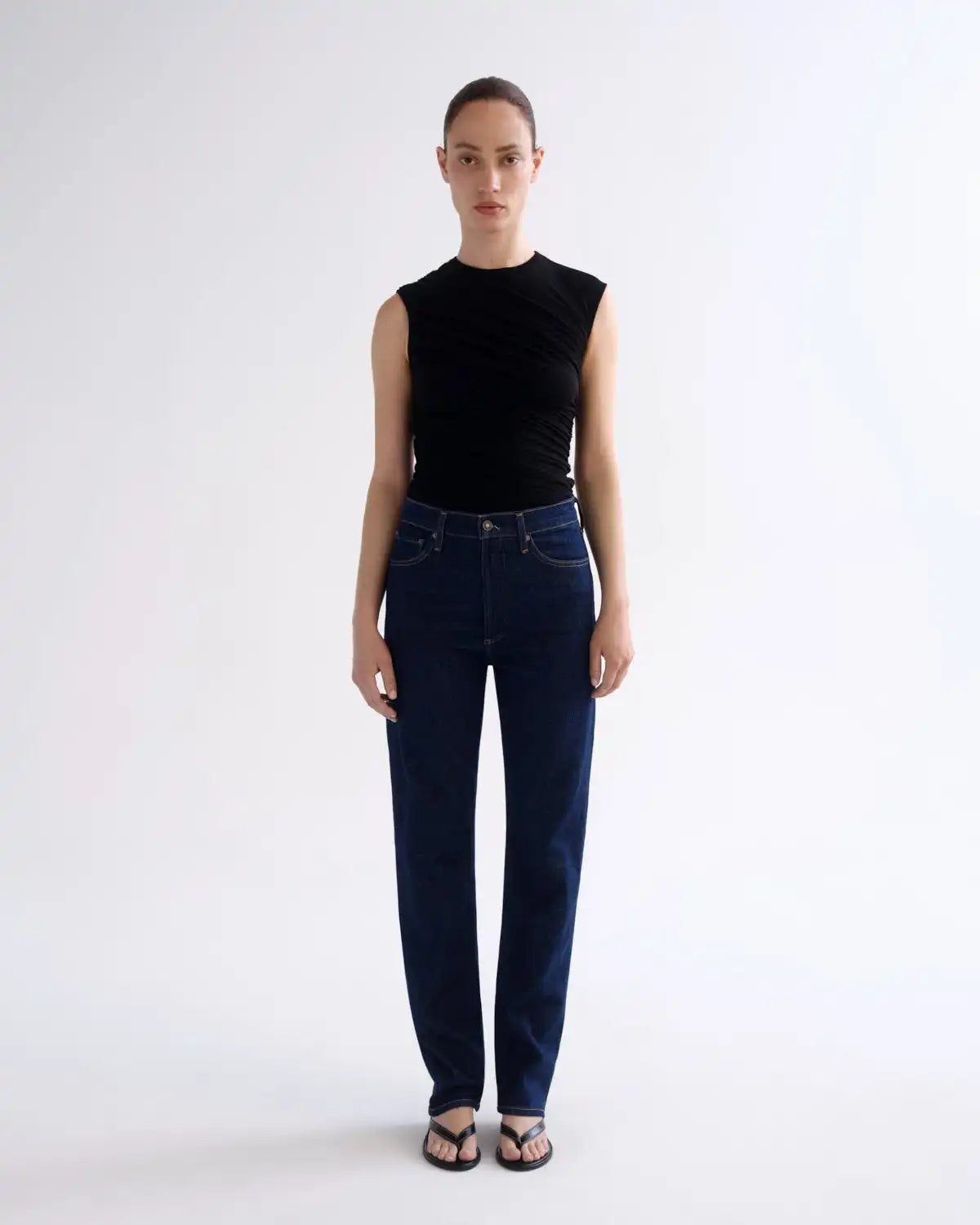 90's Pinch Waist High Rise Straight Long (Comfort Stretch) in Reissue