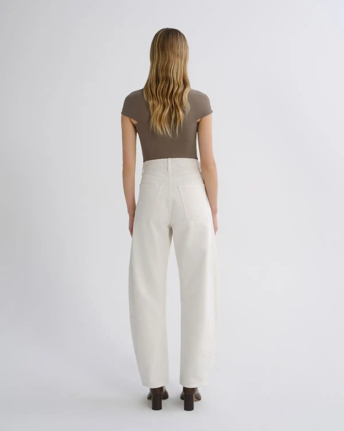 Luna High Rise Pieced Taper in Chalk White