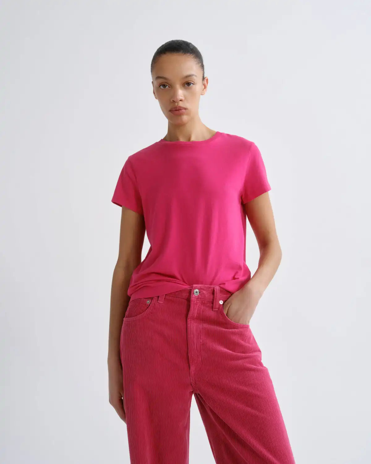 Long Line Adine Tee in Cerise