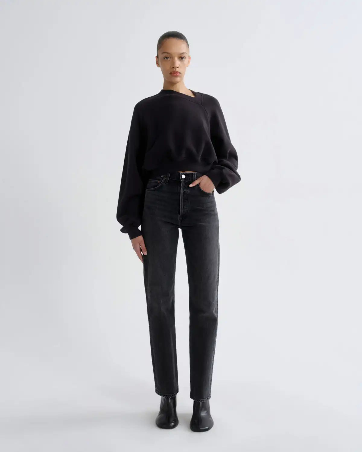 90's Pinch Waist High Rise Straight Long (Weightless Stretch) in Radius