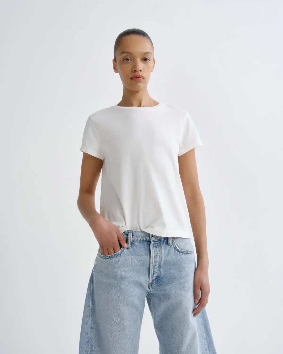 Long Line Adine Tee in White Ash
