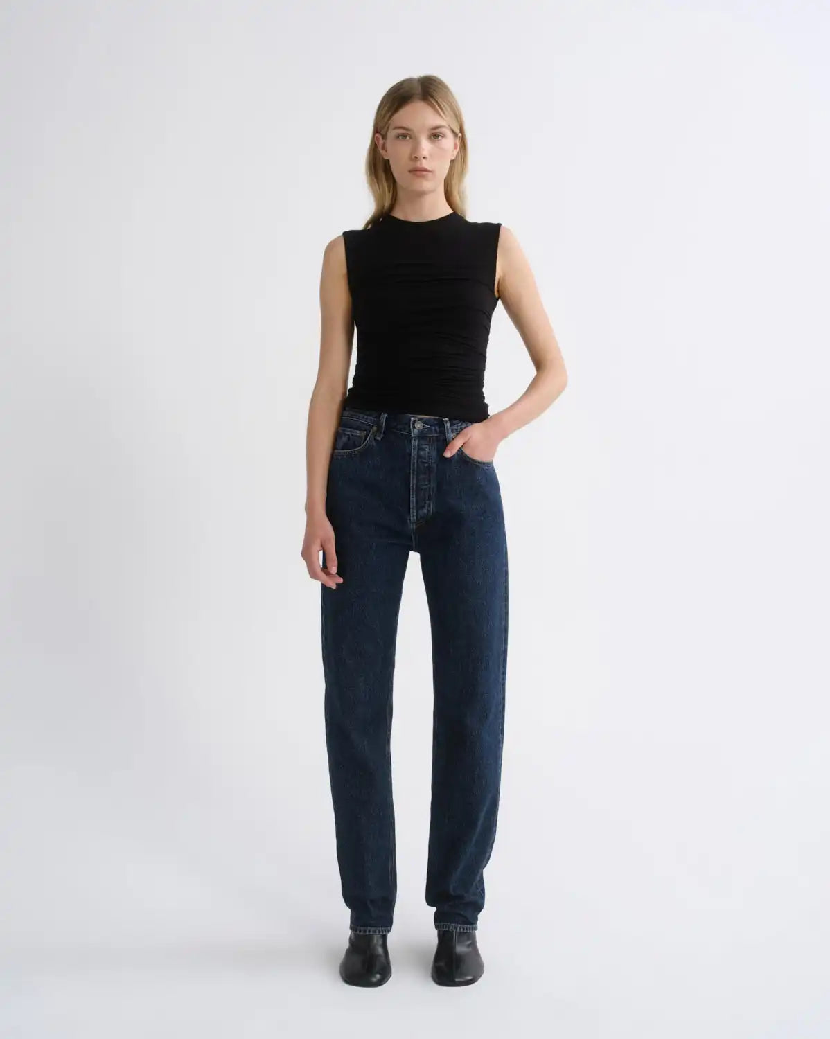 90's Pinch Waist High Rise Straight Long in Pendulum