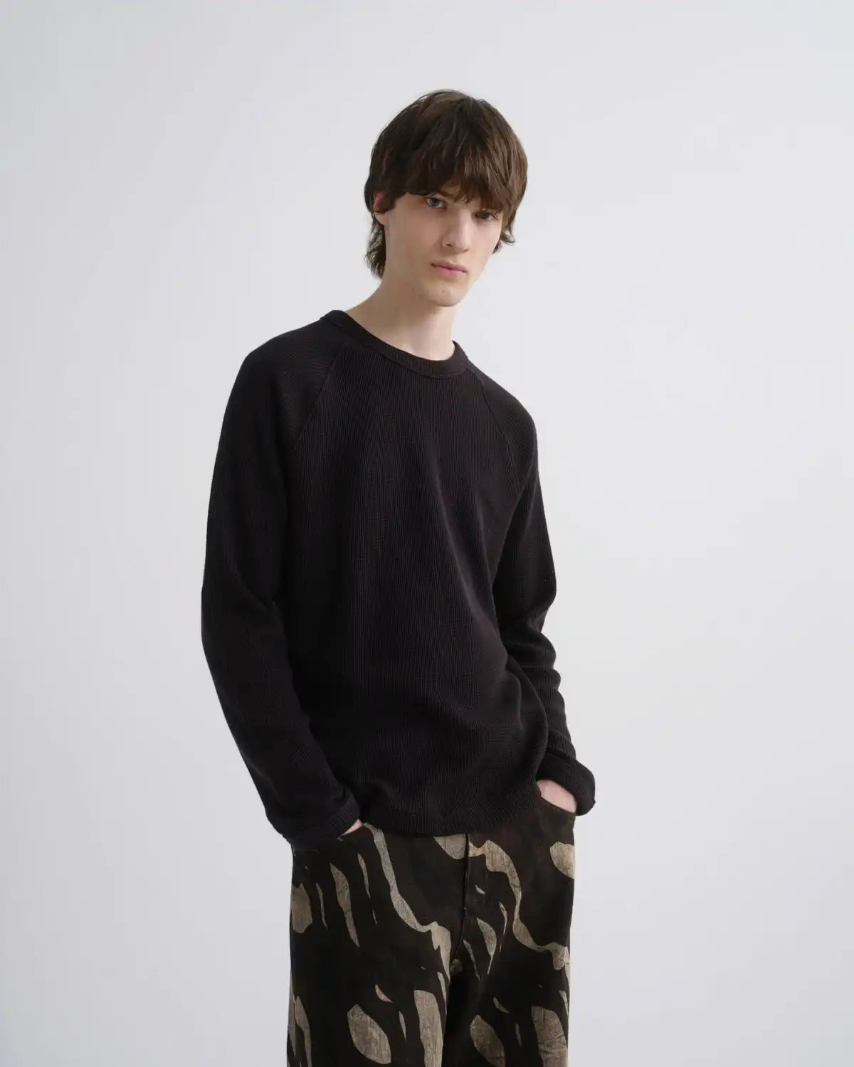 Payson Waffle Tee in Black