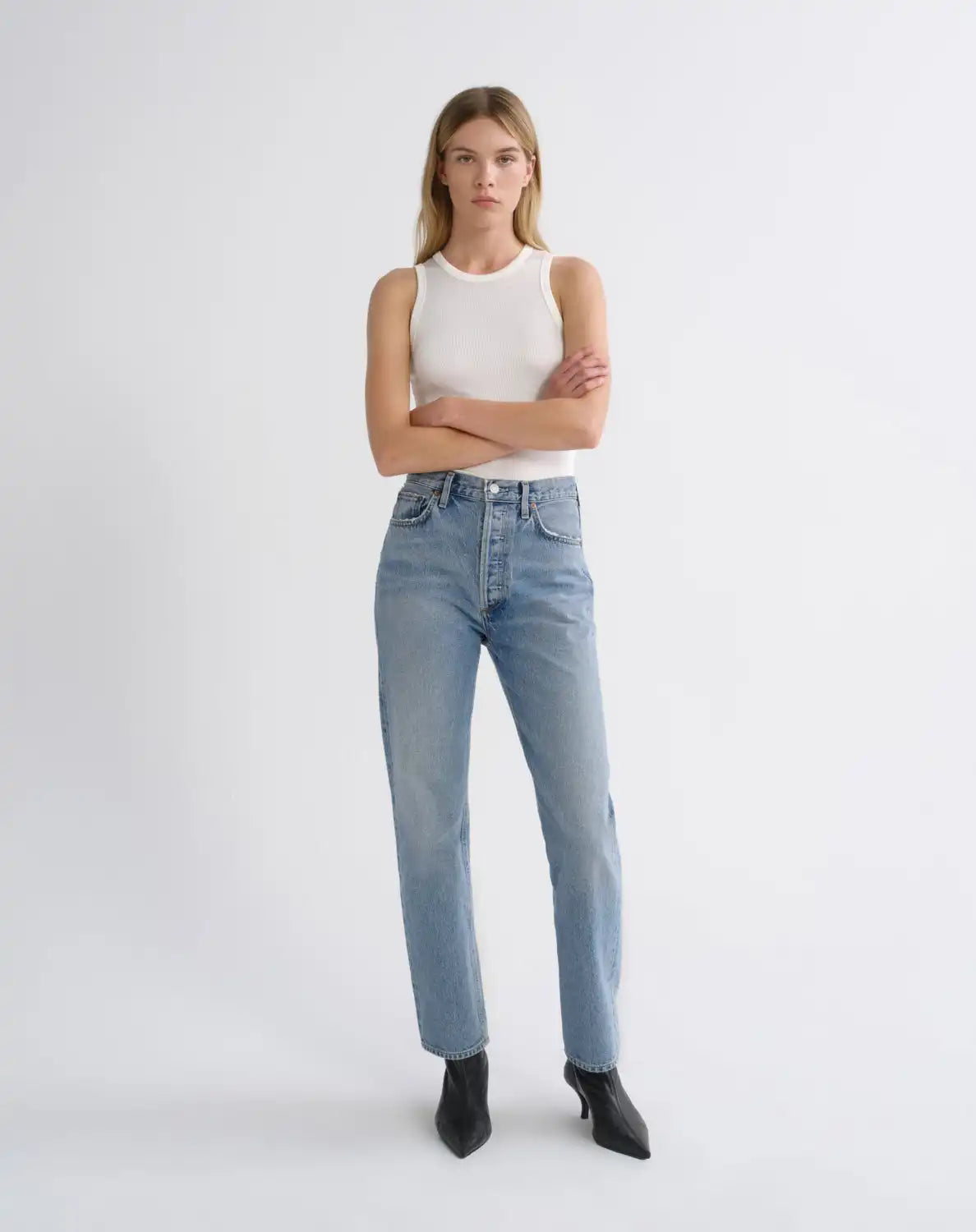90's Pinch Waist High Rise Straight in Stage