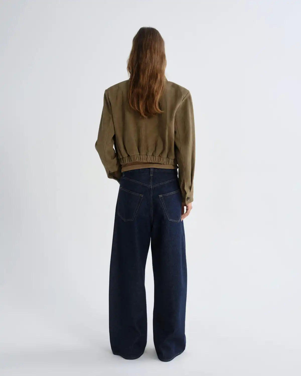 Nahla Cropped Jacket (Suede) in Canopy