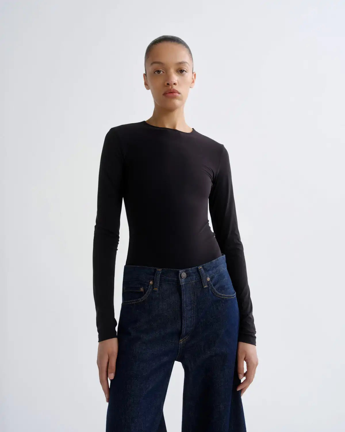 Aura Long Sleeve Bodysuit in Black