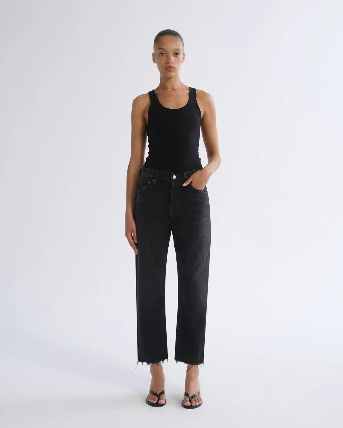 90's Crop Mid Rise Straight (Weightless) in Tar