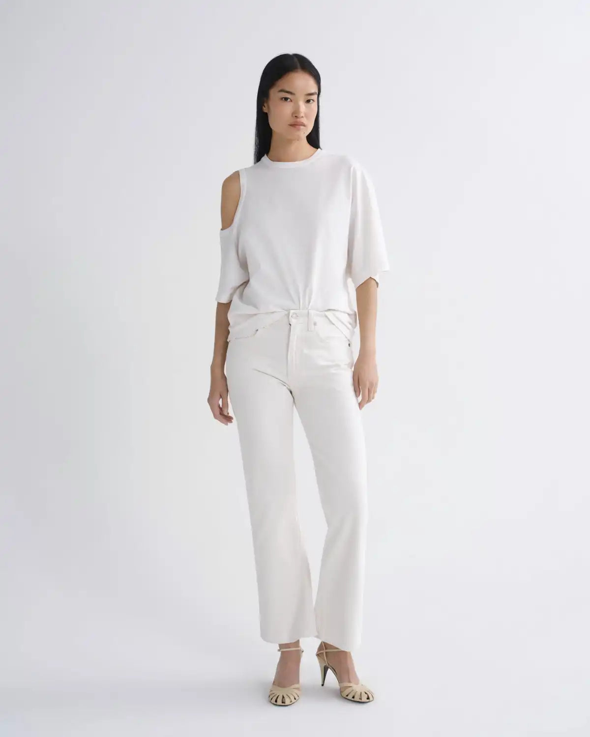 Mid Rise Kick Boot Ankle in Chalk White