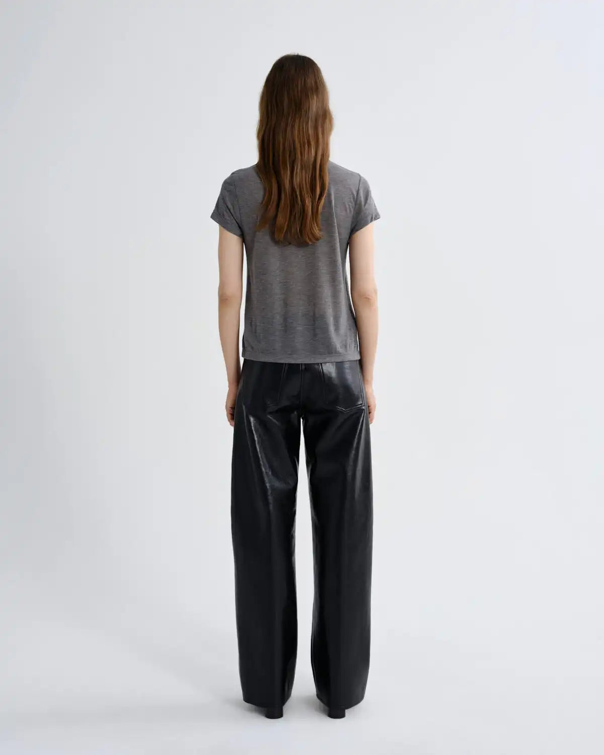 Long Line Adine Tee (Tencel Jersey) in Grey Heather