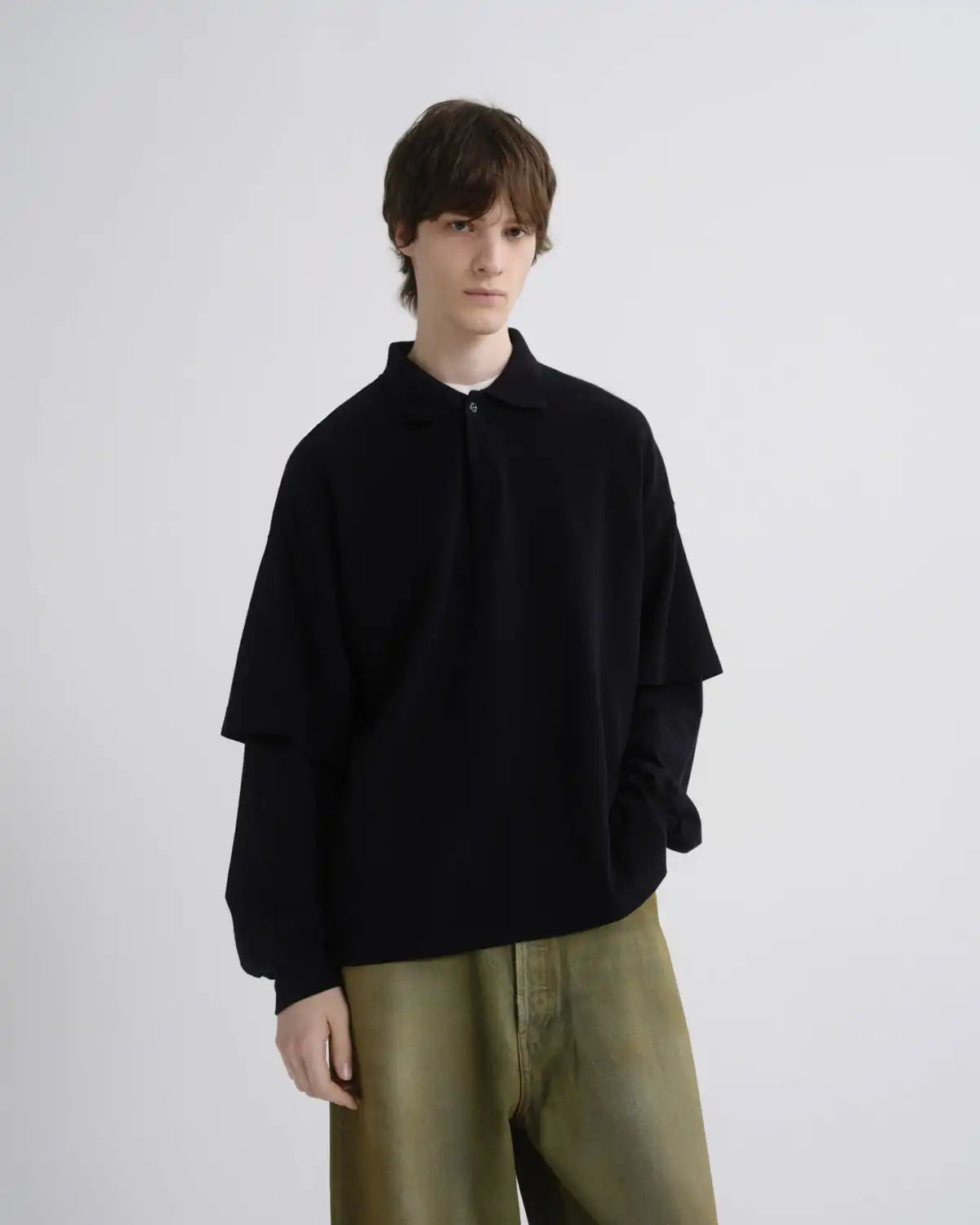Curren Double Sleeve Polo in Blackened Navy