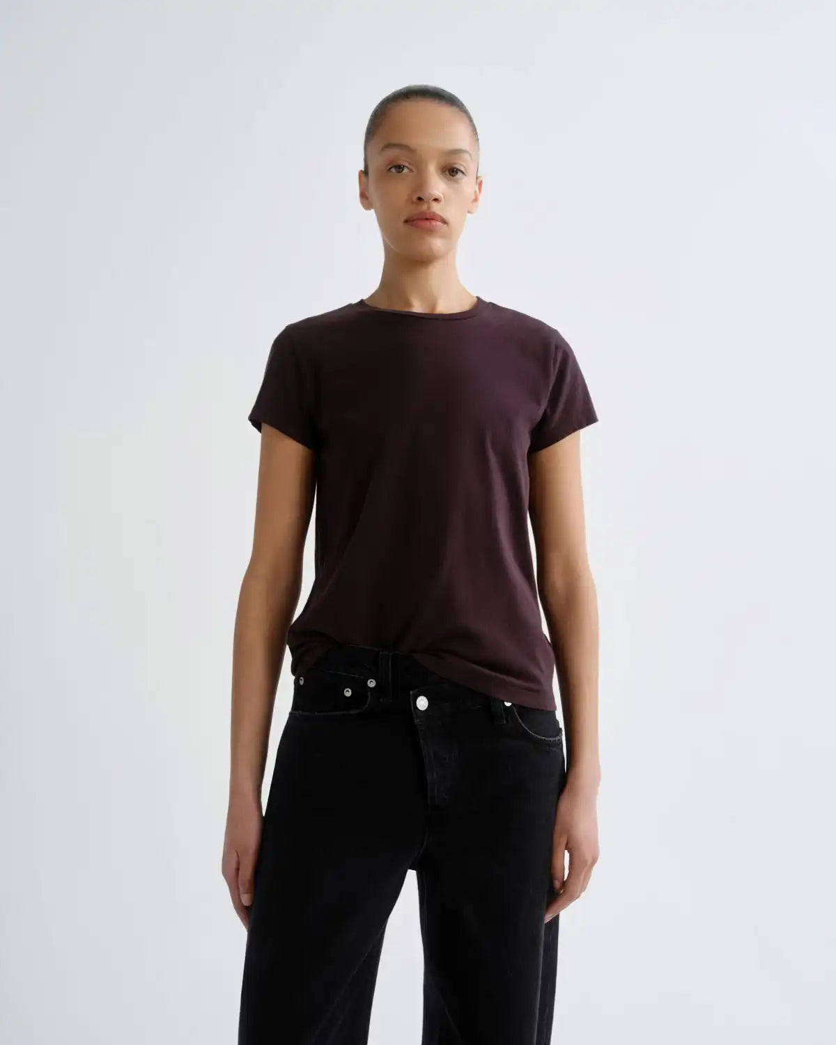 Long Line Adine Tee in Eggplant
