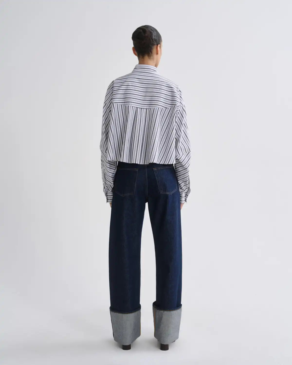 Agnes Shirt in Meyer Stripe White/Chocolate
