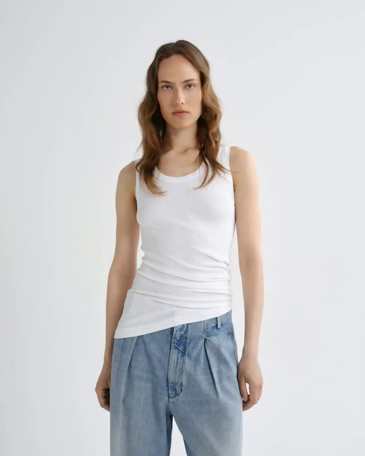 Twisted Poppy Tank in White