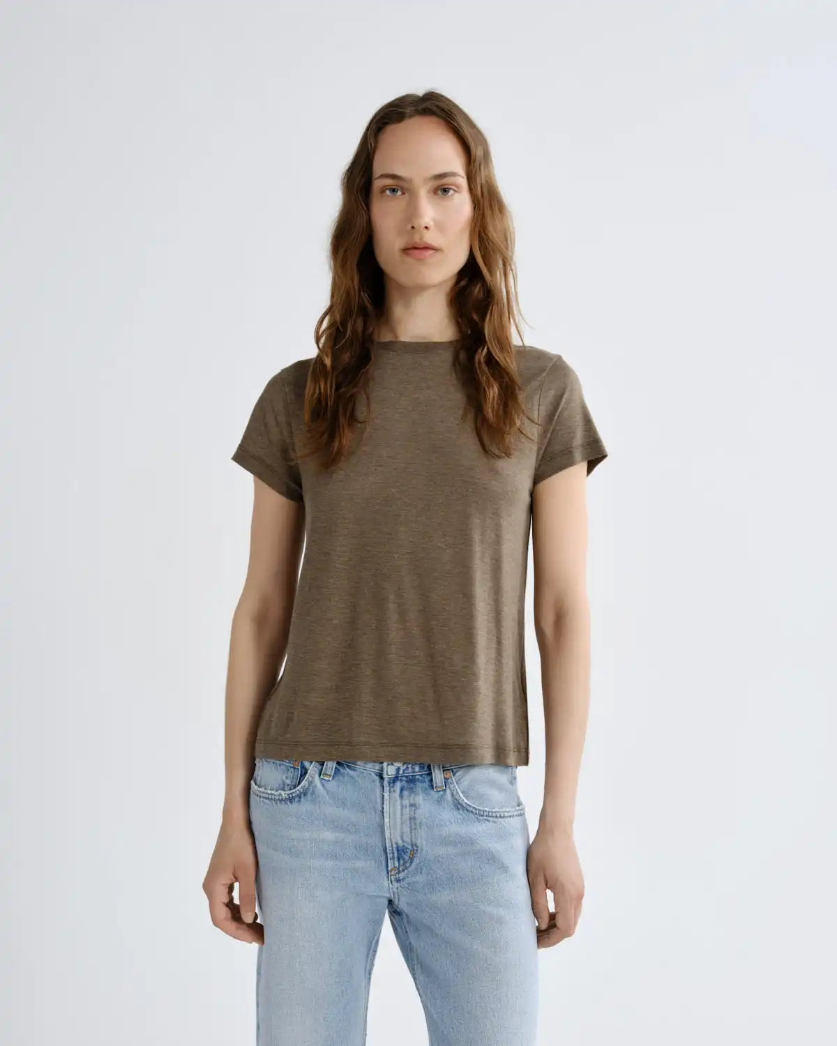 Long Line Adine Tee (Tencel Jersey) in Loam