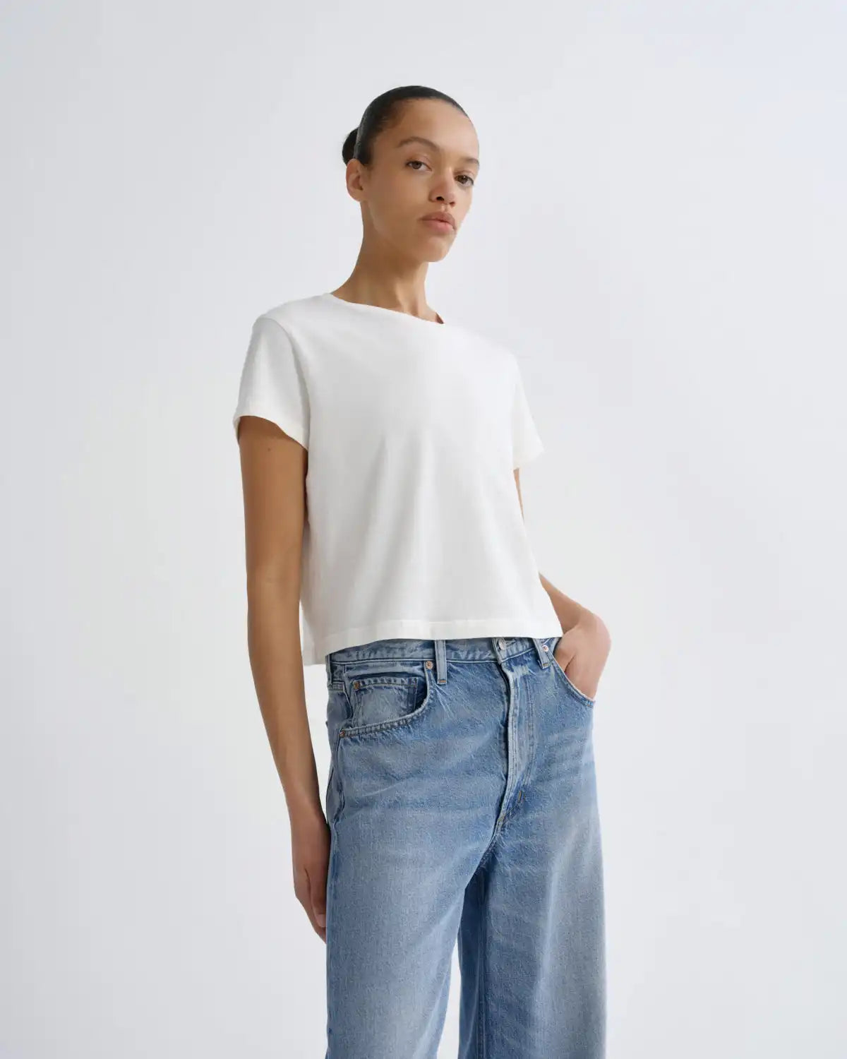Adine Shrunken Tee in White Ash