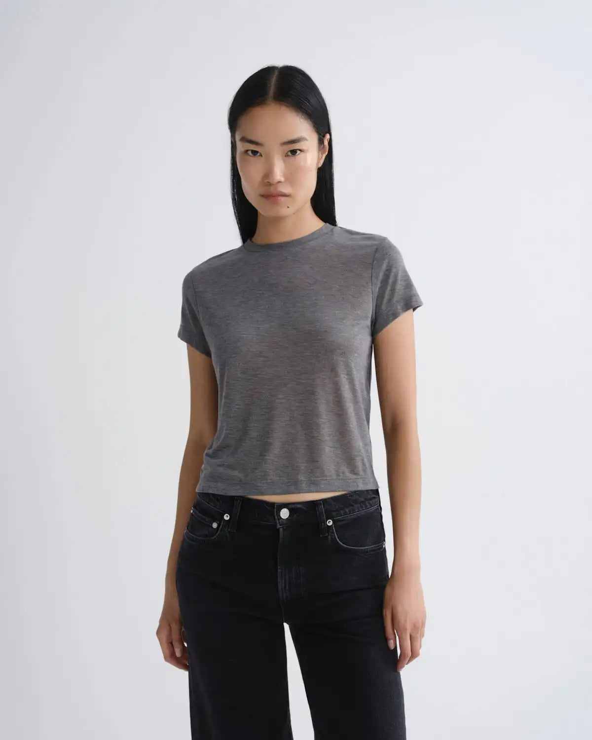 Adine Shrunken Tee (Tencel Jersey) in Grey Heather