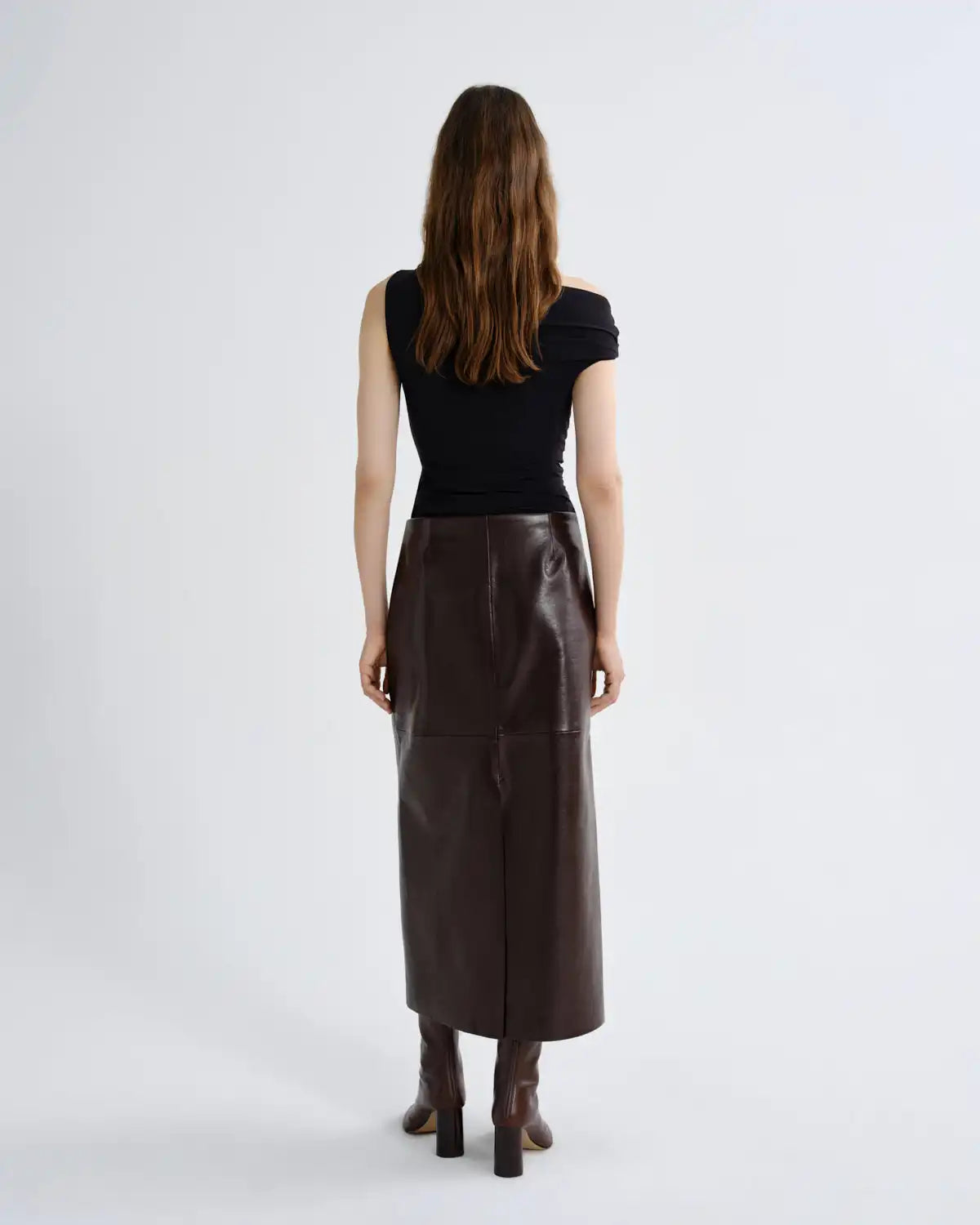 Hikson Skirt (Recycled Leather) in Madera