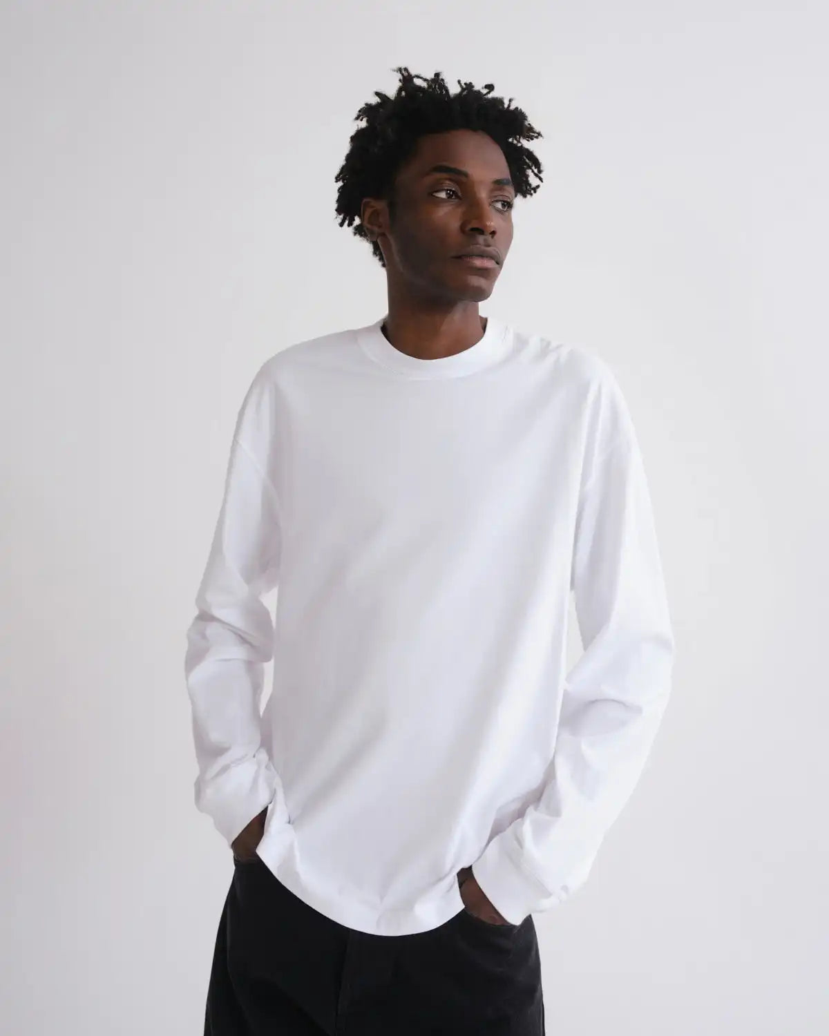 Asha Long Sleeve Mock Neck Tee in White